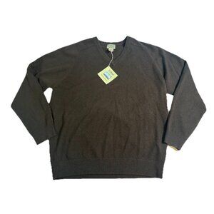 L.‎ L. Bean 100% Lambswool Men's V-Neck Chocolate Brown Pullover Sweater LARGE